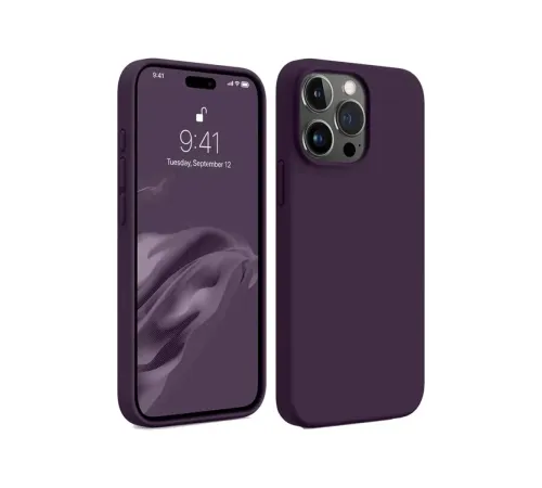 Apple iPhone 15 Pro Max Kılıf First Silikon - Mürdüm