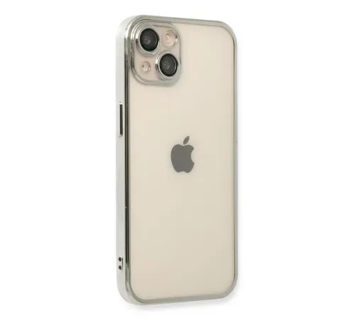 Apple iPhone 14 Plus Kılıf Lensli Silikon - Gümüş