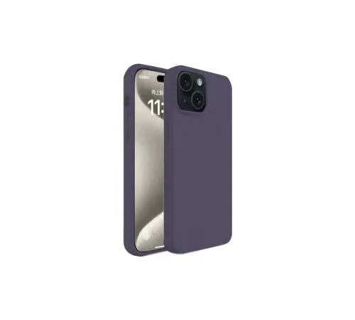 Apple iPhone 15 Kılıf First Silikon - Mürdüm