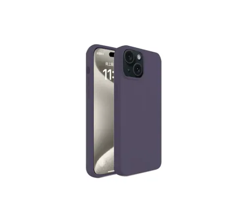 Apple iPhone 15 Kılıf First Silikon - Mürdüm