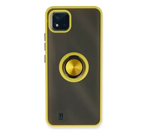 Realme C11 2021 Kılıf Montreal Yüzüklü Silikon Kapak - Sarı