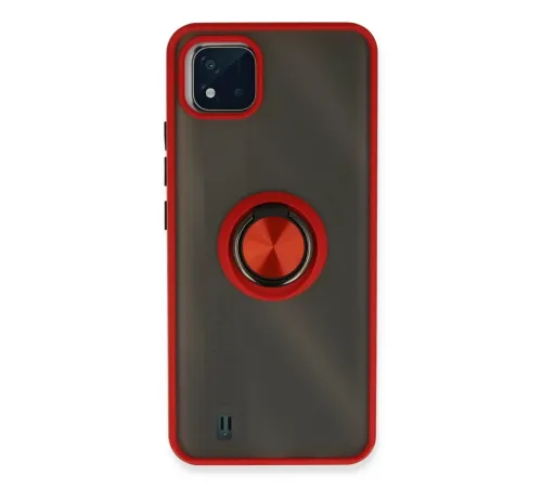 Realme C11 2021 Kılıf Montreal Yüzüklü Silikon Kapak - Kırmızı