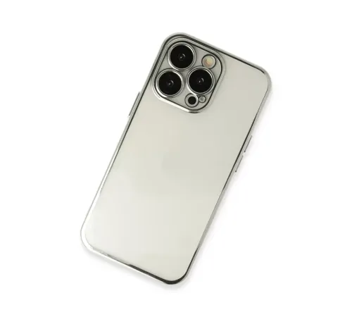 Apple iPhone 14 Pro Max Kılıf Lensli Silikon - Gümüş
