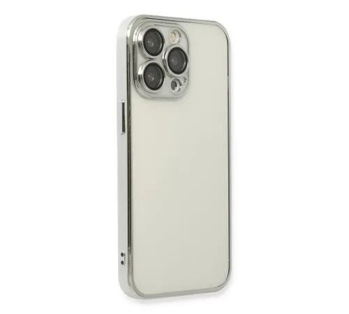 Apple iPhone 14 Pro Max Kılıf Lensli Silikon - Gümüş