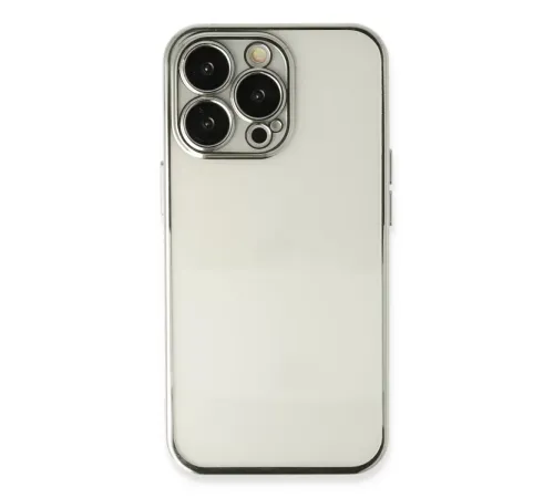 Apple iPhone 14 Pro Max Kılıf Lensli Silikon - Gümüş