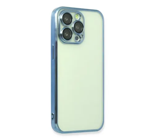 Apple iPhone 14 Pro Max Kılıf Lensli Silikon - Açık Mavi
