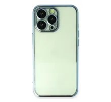 Apple iPhone 14 Pro Max Kılıf Lensli Silikon - Açık Mavi
