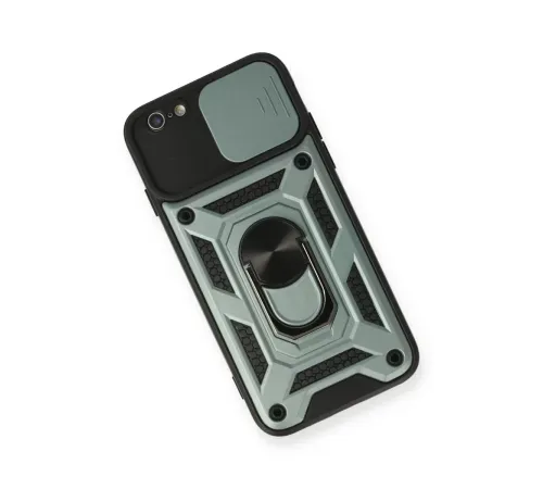 Apple iPhone 6 Kılıf Pars Lens Yüzüklü Silikon - Yeşil