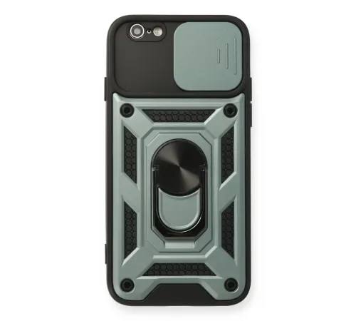 Apple iPhone 6 Kılıf Pars Lens Yüzüklü Silikon - Yeşil