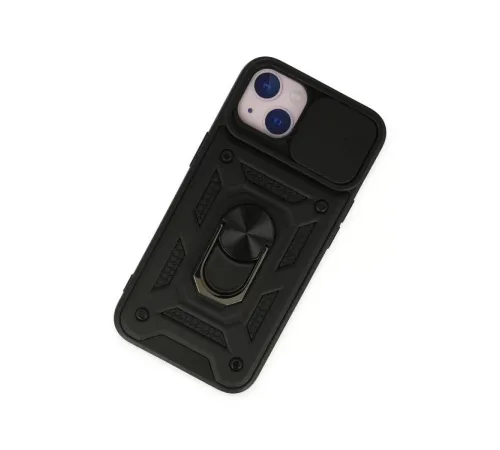 Apple iPhone 14 Kılıf Pars Lens Yüzüklü Silikon - Siyah