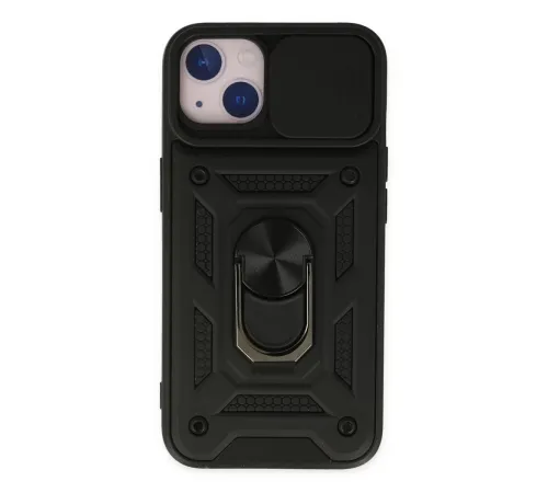 Apple iPhone 14 Kılıf Pars Lens Yüzüklü Silikon - Siyah