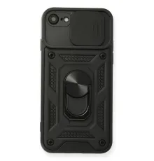 Apple iPhone 7 Kılıf Pars Lens Yüzüklü Silikon - Siyah