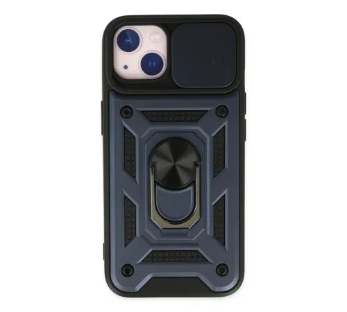 Apple iPhone 14 Kılıf Pars Lens Yüzüklü Silikon - Lacivert