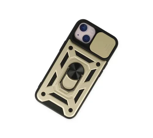 Apple iPhone 14 Kılıf Pars Lens Yüzüklü Silikon - Gold