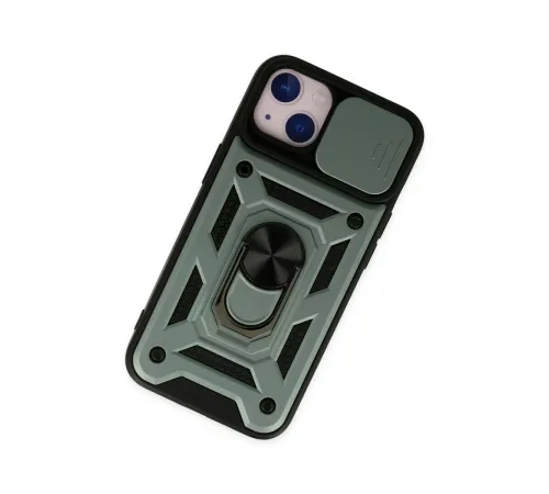 Apple iPhone 14 Kılıf Pars Lens Yüzüklü Silikon - Yeşil