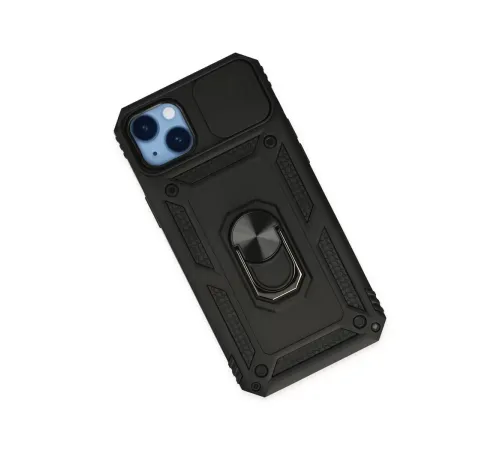 Apple iPhone 14 Plus Kılıf Pars Lens Yüzüklü Silikon - Siyah