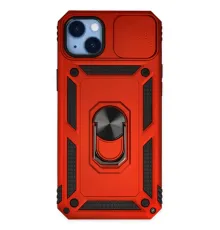Apple iPhone 14 Plus Kılıf Pars Lens Yüzüklü Silikon - Kırmızı