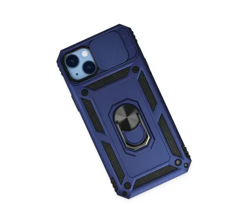 Apple iPhone 14 Plus Kılıf Pars Lens Yüzüklü Silikon - Lacivert
