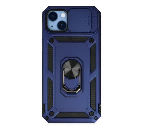 Apple iPhone 14 Plus Kılıf Pars Lens Yüzüklü Silikon - Lacivert