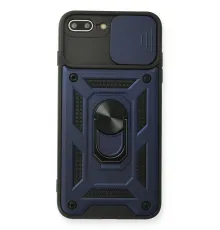 Apple iPhone 7 Plus Kılıf Pars Lens Yüzüklü Silikon - Lacivert