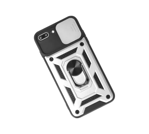 Apple iPhone 7 Plus Kılıf Pars Lens Yüzüklü Silikon - Gümüş