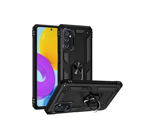 Samsung Galaxy M52 5G Kılıf Sofya Yüzüklü Silikon Kapak - Siyah