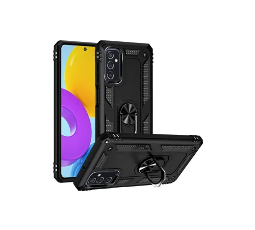Samsung Galaxy M52 5G Kılıf Sofya Yüzüklü Silikon Kapak - Siyah