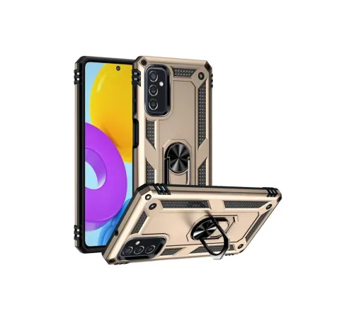 Samsung Galaxy M52 5G Kılıf Sofya Yüzüklü Silikon Kapak - Gold