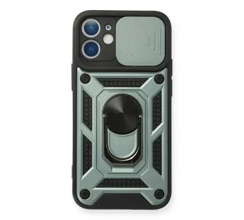 Apple iPhone 11 Kılıf Pars Lens Yüzüklü Silikon - Yeşil
