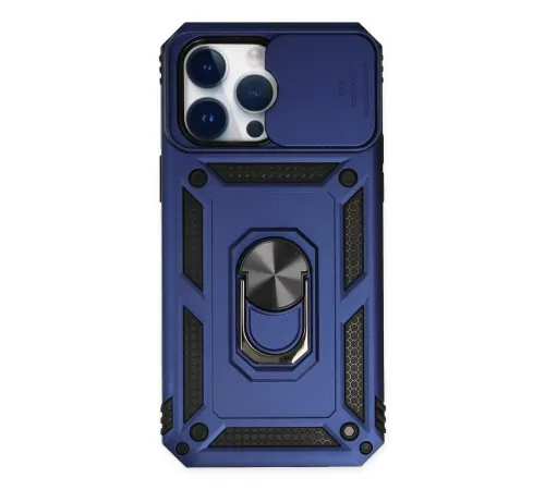 Apple iPhone 14 Pro Kılıf Pars Lens Yüzüklü Silikon - Lacivert
