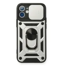 Apple iPhone 11 Kılıf Pars Lens Yüzüklü Silikon - Gümüş