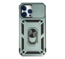 Apple iPhone 14 Pro Kılıf Pars Lens Yüzüklü Silikon - Yeşil