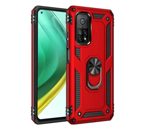 Xiaomi Mi 10T Pro Kılıf Sofya Yüzüklü Silikon Kapak - Kırmızı
