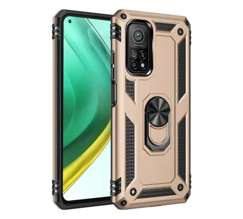 Xiaomi Mi 10T Pro Kılıf Sofya Yüzüklü Silikon Kapak - Gold