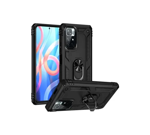 Xiaomi Redmi Note 11T Kılıf Sofya Yüzüklü Silikon Kapak - Siyah