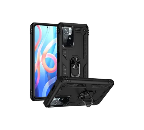 Xiaomi Redmi Note 11T Kılıf Sofya Yüzüklü Silikon Kapak - Siyah