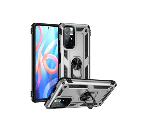 Xiaomi Redmi Note 11T Kılıf Sofya Yüzüklü Silikon Kapak - Gümüş