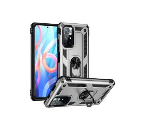 Xiaomi Redmi Note 11T Kılıf Sofya Yüzüklü Silikon Kapak - Gümüş