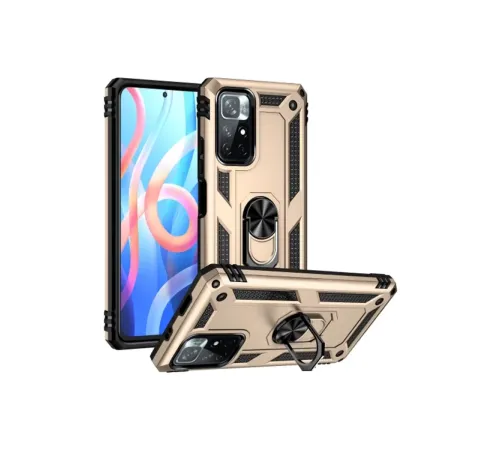 Xiaomi Redmi Note 11T Kılıf Sofya Yüzüklü Silikon Kapak - Gold