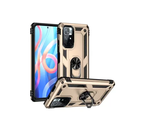 Xiaomi Redmi Note 11T Kılıf Sofya Yüzüklü Silikon Kapak - Gold