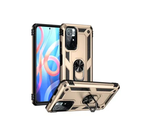 Xiaomi Redmi Note 11T Kılıf Sofya Yüzüklü Silikon Kapak - Gold