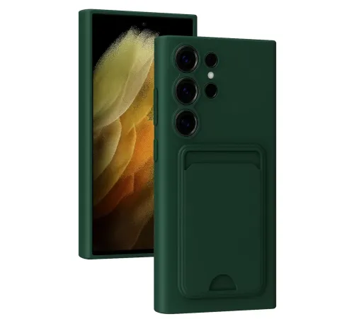 Samsung Galaxy S24 Ultra Kılıf Kelvin Kartvizitli Silikon - Koyu Yeşil