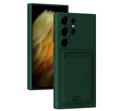 Samsung Galaxy S24 Ultra Kılıf Kelvin Kartvizitli Silikon - Koyu Yeşil