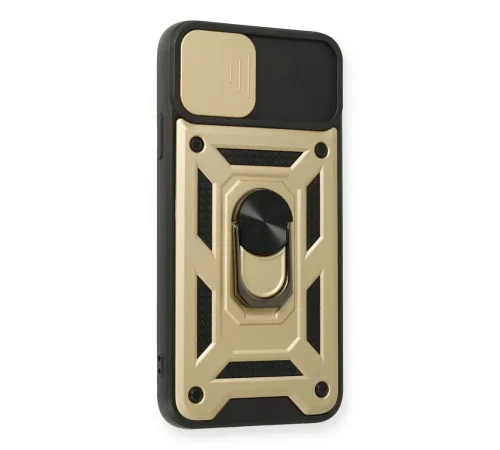 Apple iPhone 11 Pro Kılıf Pars Lens Yüzüklü Silikon - Gold