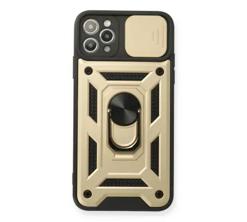 Apple iPhone 11 Pro Kılıf Pars Lens Yüzüklü Silikon - Gold