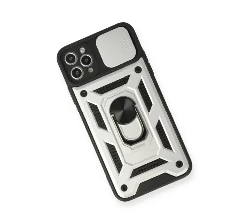 Apple iPhone 11 Pro Kılıf Pars Lens Yüzüklü Silikon - Gümüş