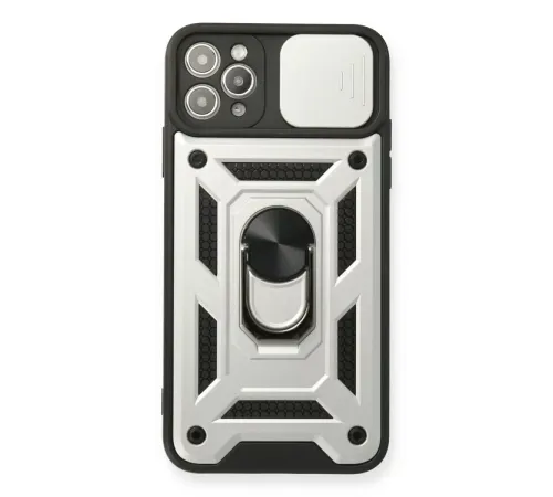 Apple iPhone 11 Pro Kılıf Pars Lens Yüzüklü Silikon - Gümüş