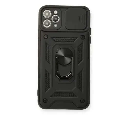 Apple iPhone 11 Pro Max Kılıf Pars Lens Yüzüklü Silikon - Siyah