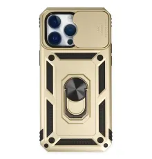 Apple iPhone 14 Pro Max Kılıf Pars Lens Yüzüklü Silikon - Gold