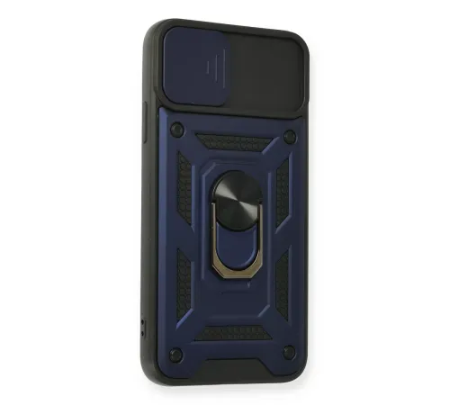 Apple iPhone 11 Pro Max Kılıf Pars Lens Yüzüklü Silikon - Lacivert